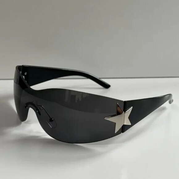 Other - y2k 2000s vintage style black gray frameless star sunglasses